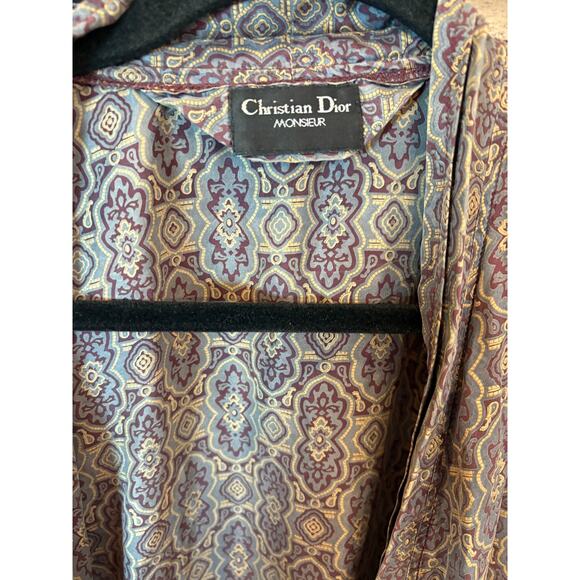 Vintage Christian Dior Monsieur 100% Silk Print Robe Size OS - Picture 12 of 15